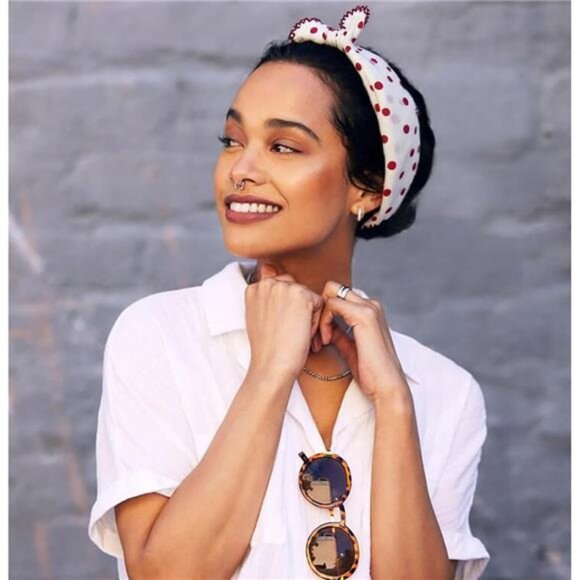 2 Pack Large Cotton Bandana Headband Css007 - Polka Dot - Picture 4 of 7